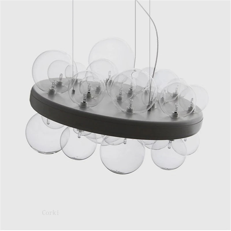 lustre en verre transparent design moderne pour décoration intérieure