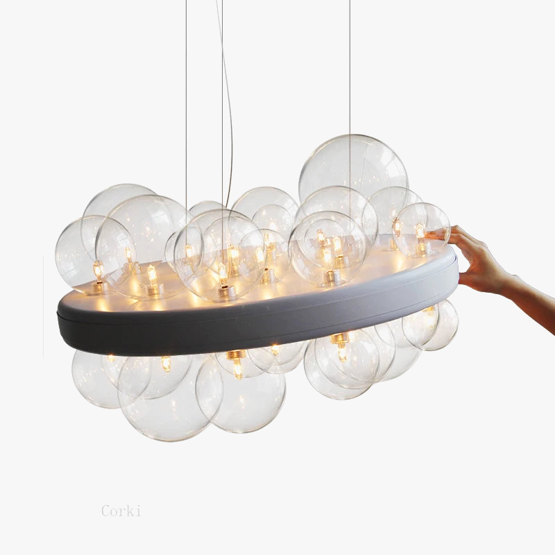 lustre en verre transparent design moderne pour décoration intérieure