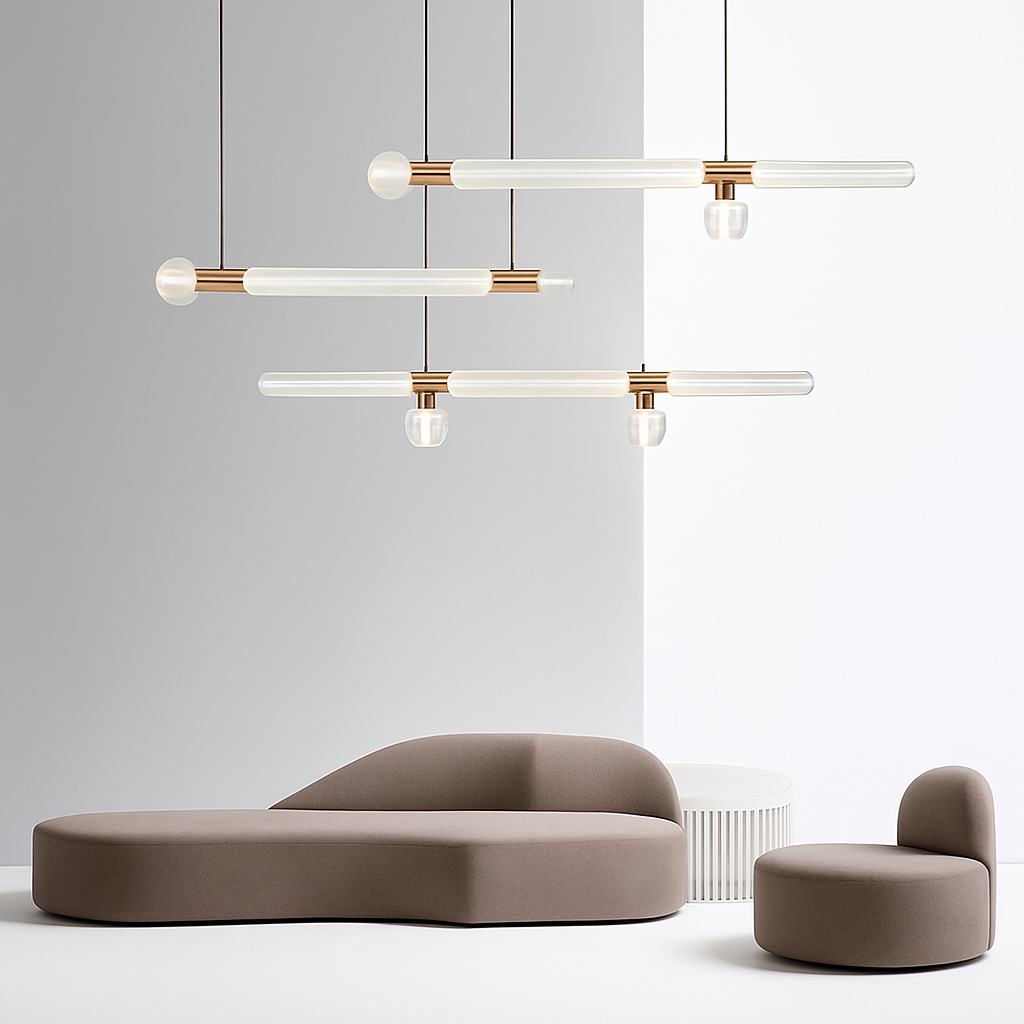 lustre en verre transparent design moderne pour espaces commerciaux et privés
