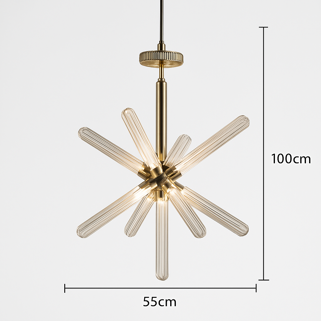 lustre en verre transparent design moderne pour espaces commerciaux et privés