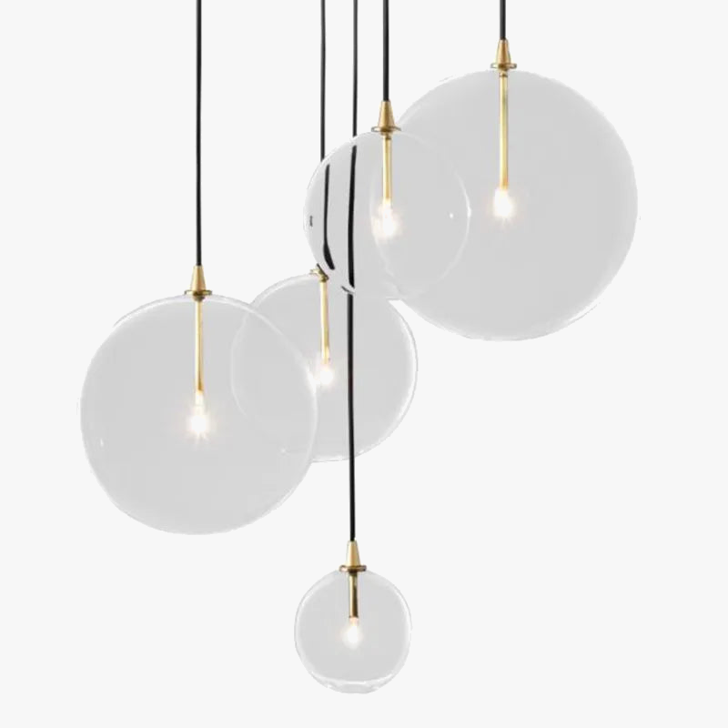 lustre en verre transparent design nordique pour décoration intérieure