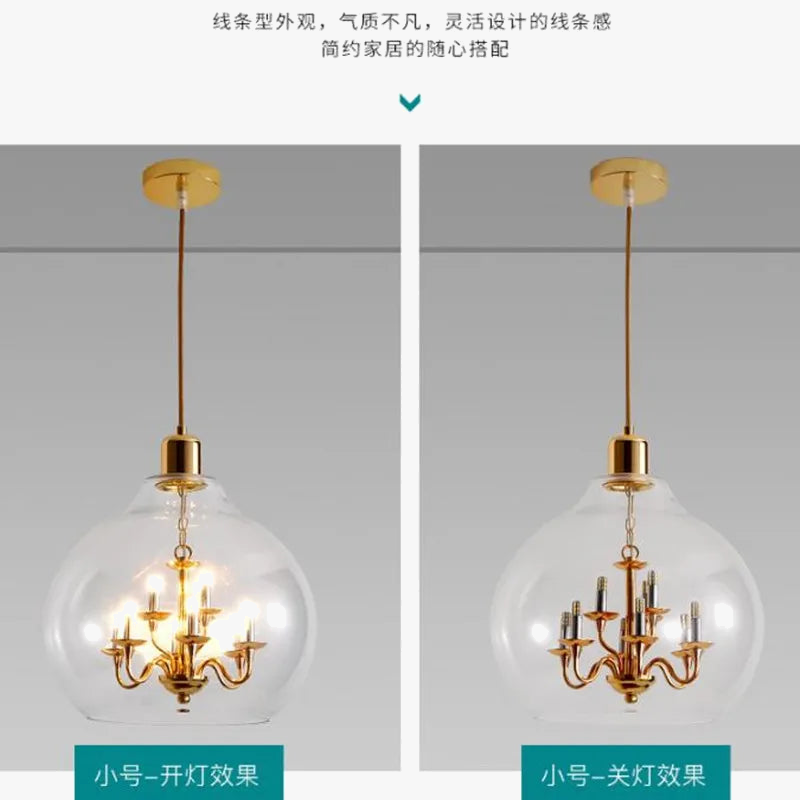 lustre en verre transparent pour décoration moderne et ambiance loft