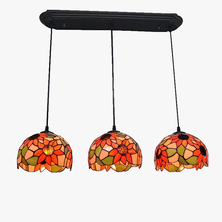 lustre en vitrail tournesols style nordique pour éclairage moderne