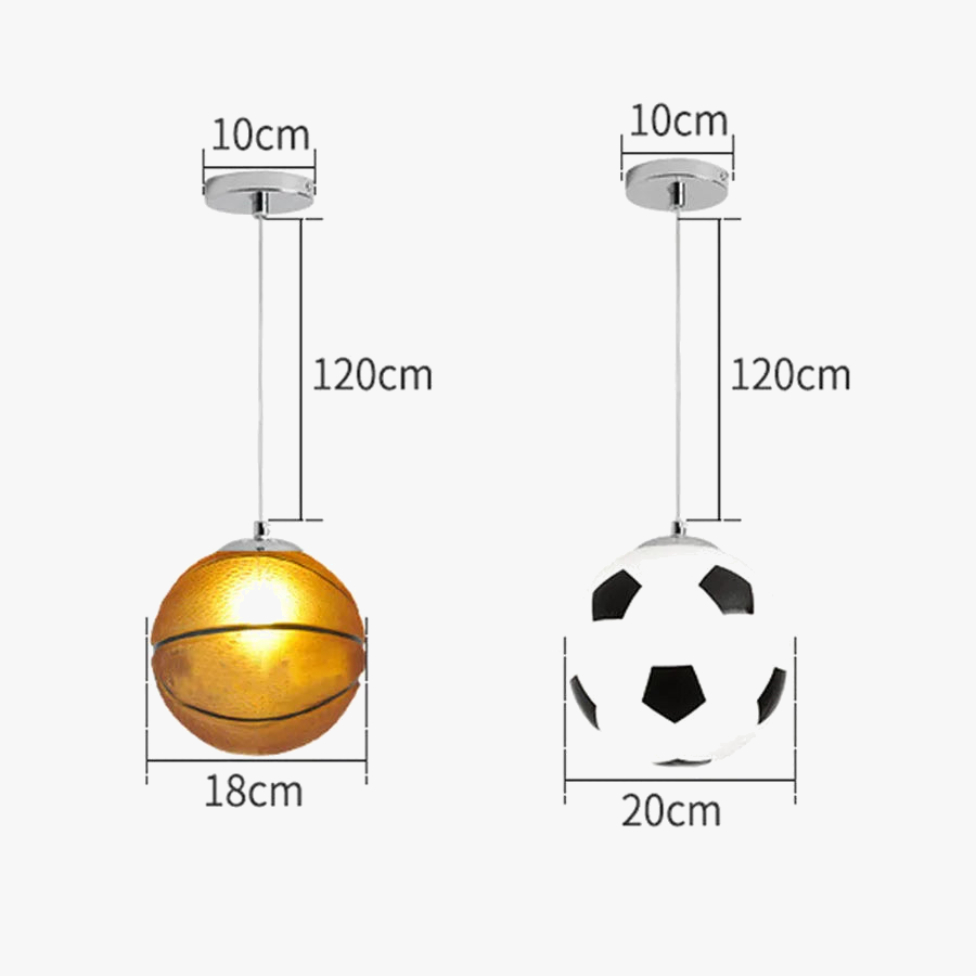 lustre enfant dessin animé football et basket décor lumineux