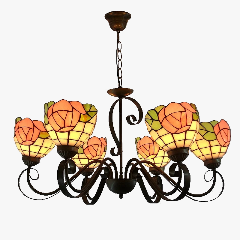 lustre européen à 6 têtes en fer moderne pour éclairage en verre