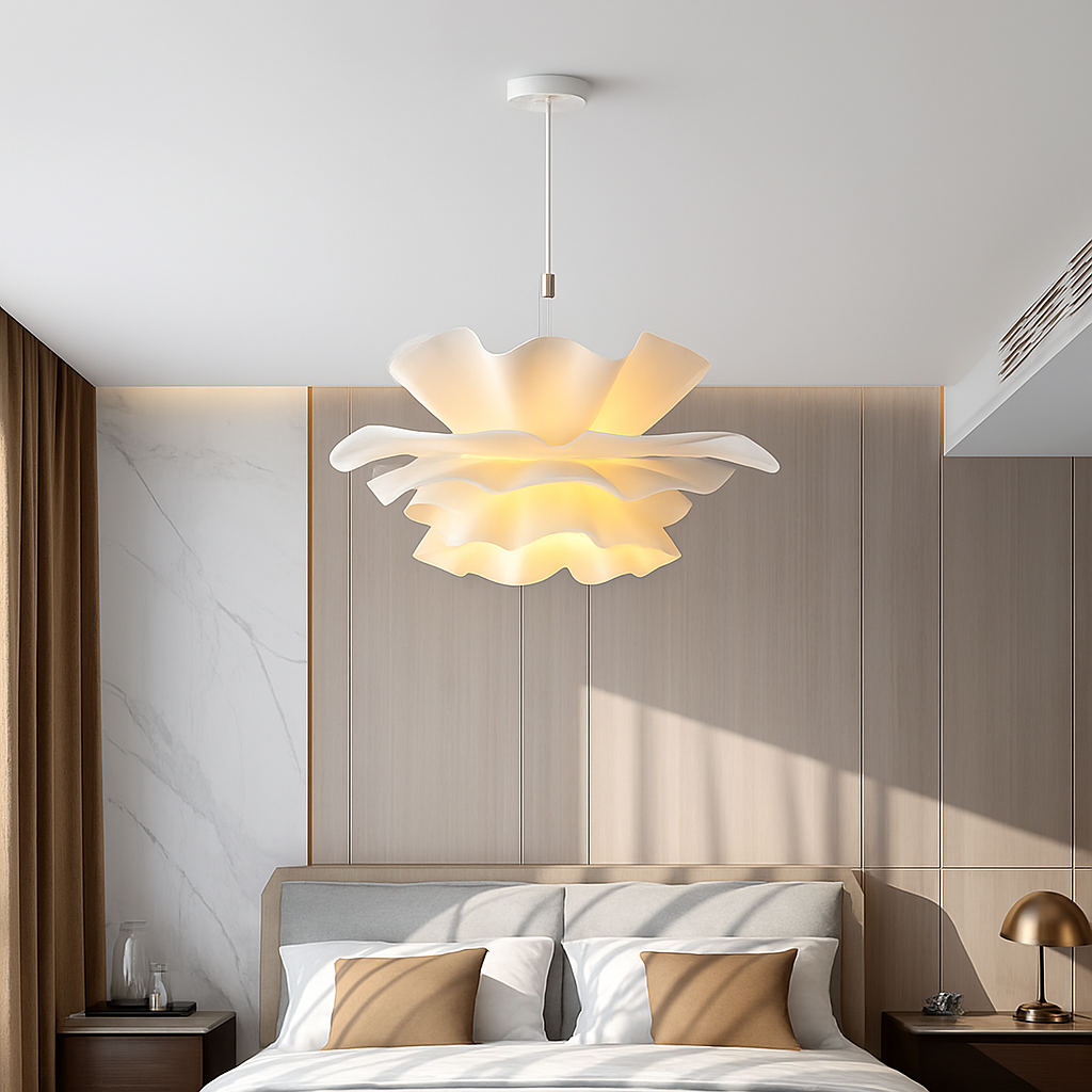 Lustre à fleurs blanches design nordique suspension pour chambre salon Bar lampe à manger chambre d'enfants suspension danoise