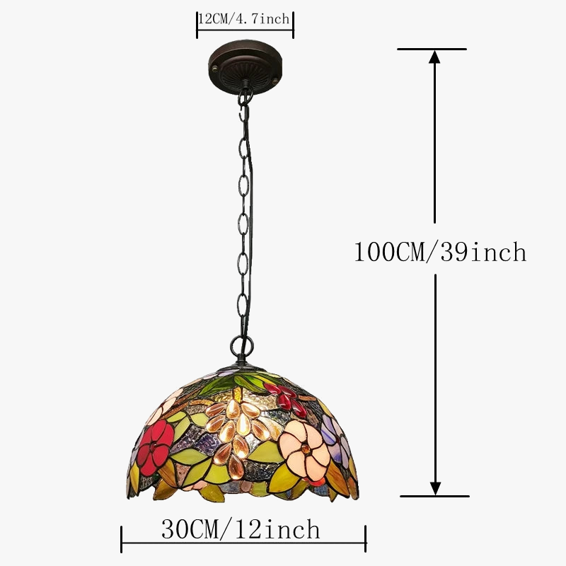 lustre floral en goutte style tiffany éclairage led pour café et restaurant