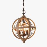 Lustre globe en bois Antique Sphère