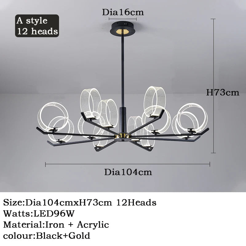 lustre industriel acrylique led pour éclairage intérieur décoratif