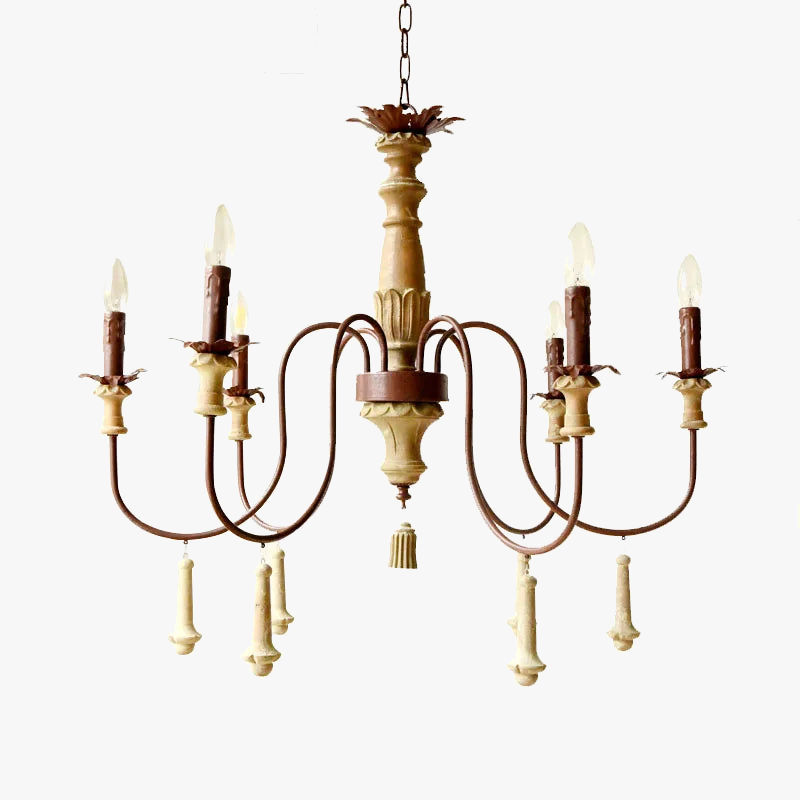lustre industriel en résine antique avec bougeoirs à led