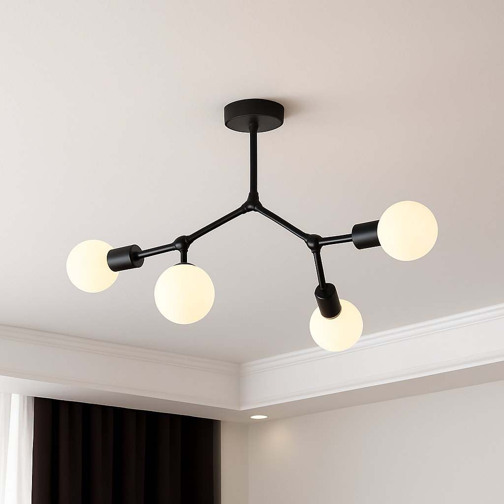 Lustre industriel LED avec plusieurs branches métalliques Rally