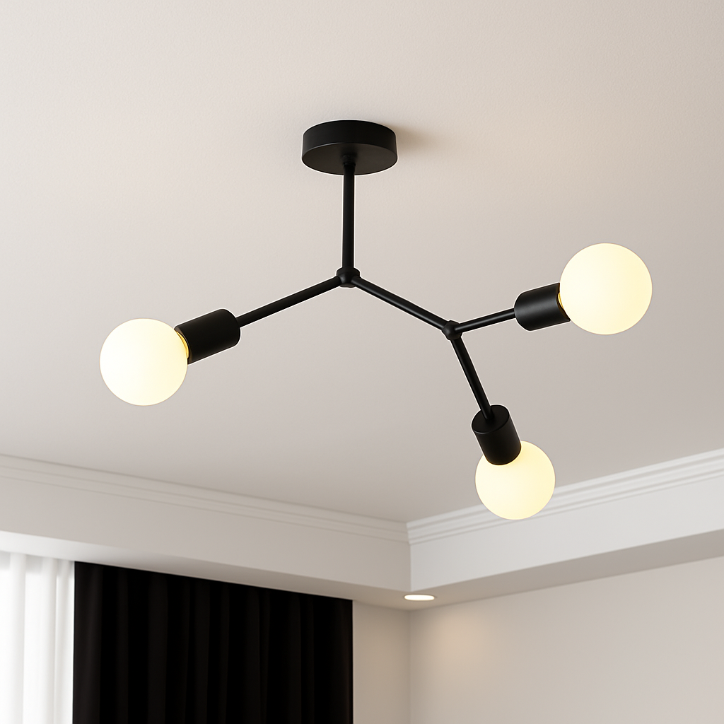 Lustre industriel LED avec plusieurs branches métalliques Rally
