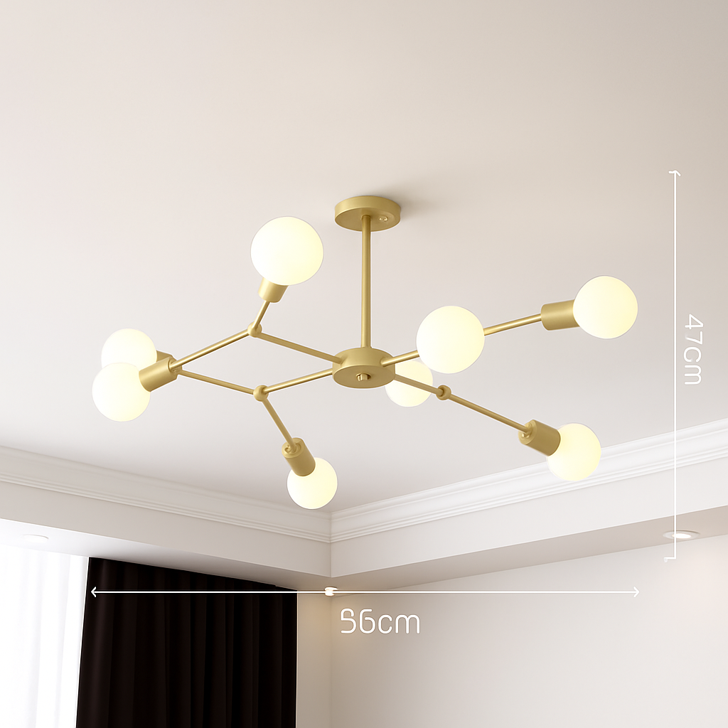 Lustre industriel LED avec plusieurs branches métalliques Rally