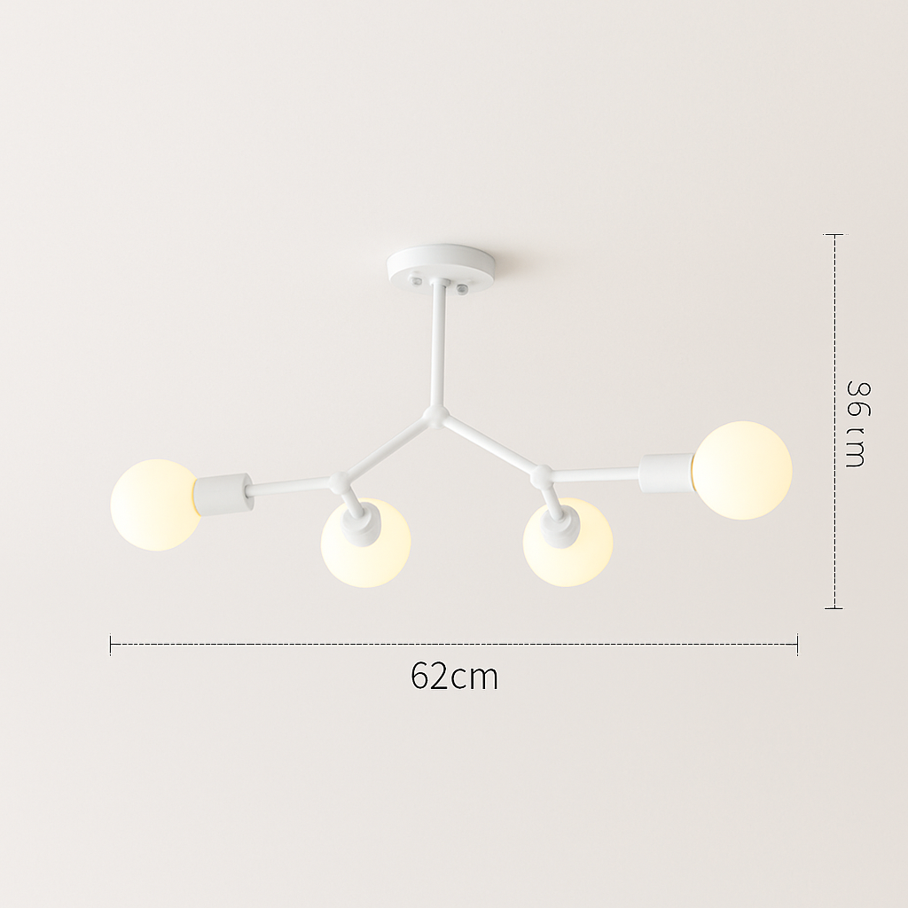 Lustre industriel LED avec plusieurs branches métalliques Rally