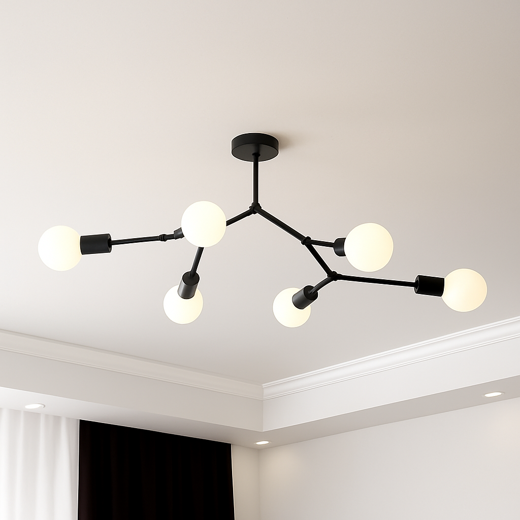 Lustre industriel LED avec plusieurs branches métalliques Rally