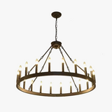 lustre industriel moderne en fer rond avec led pour décoration