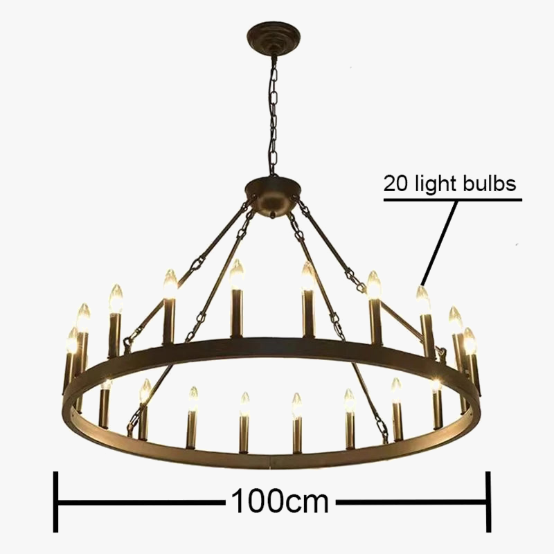 lustre industriel moderne en fer rond avec led pour décoration