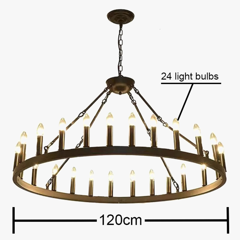 lustre industriel moderne en fer rond avec led pour décoration