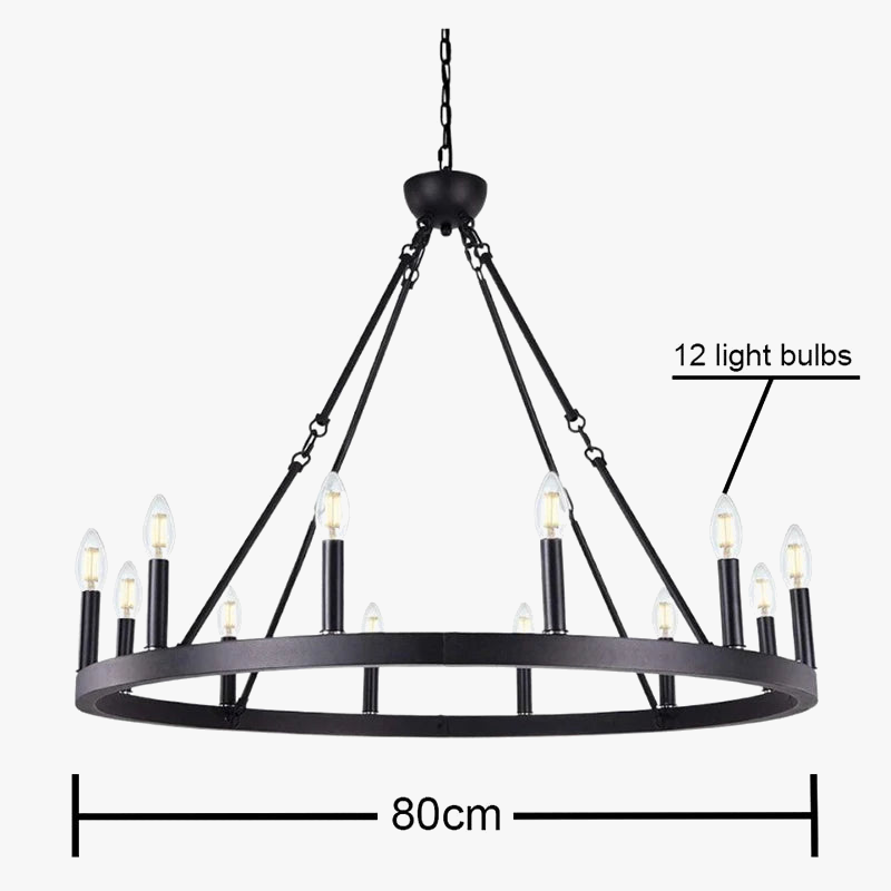 lustre industriel moderne en fer rond avec led pour décoration