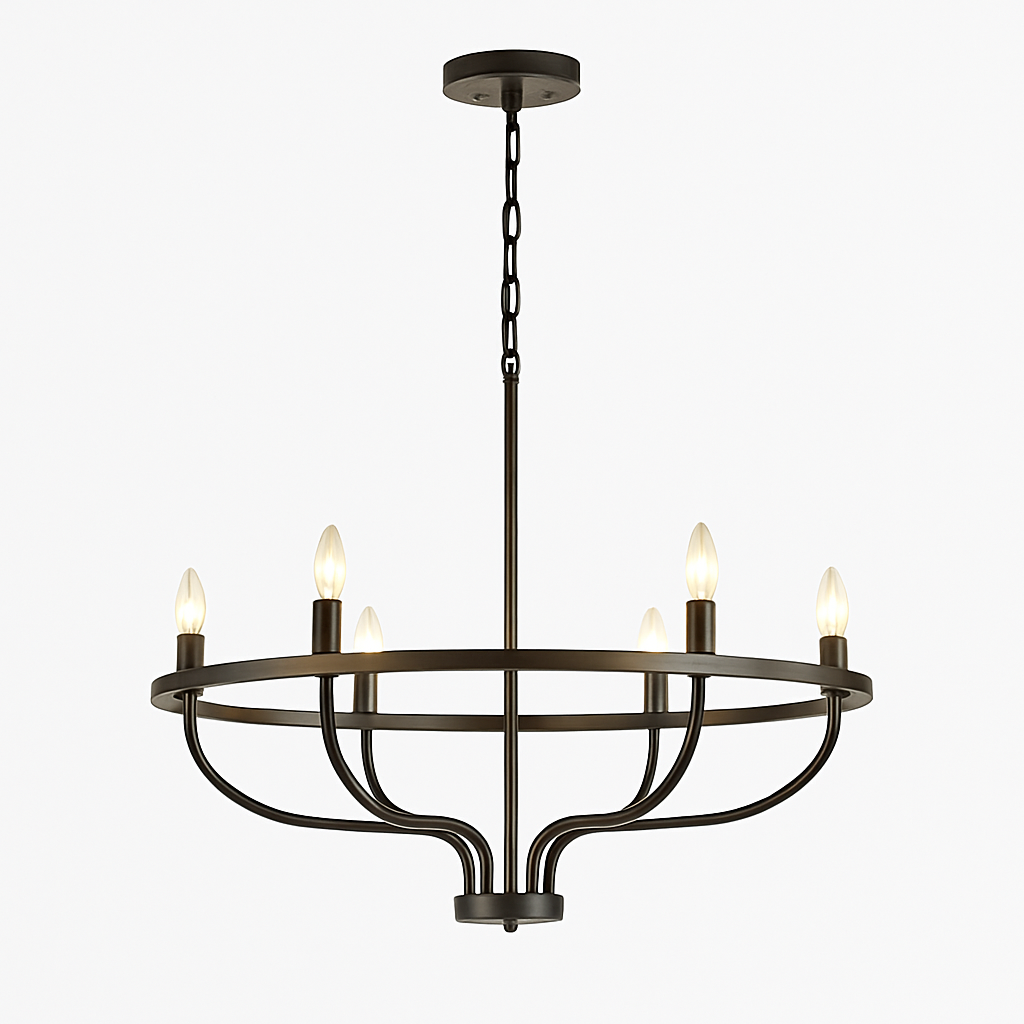 lustre industriel rétro en fer à 6 têtes pour décoration intérieure