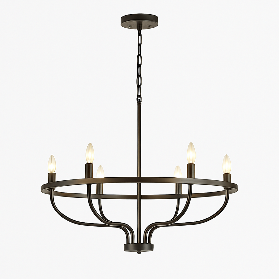 lustre industriel rétro en fer à 6 têtes pour décoration intérieure