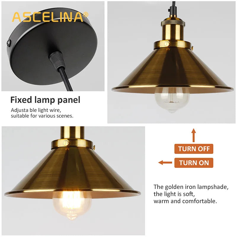 lustre industriel rétro à trois têtes suspendues pour maison