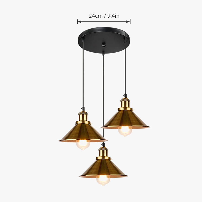 lustre industriel rétro à trois têtes suspendues pour maison