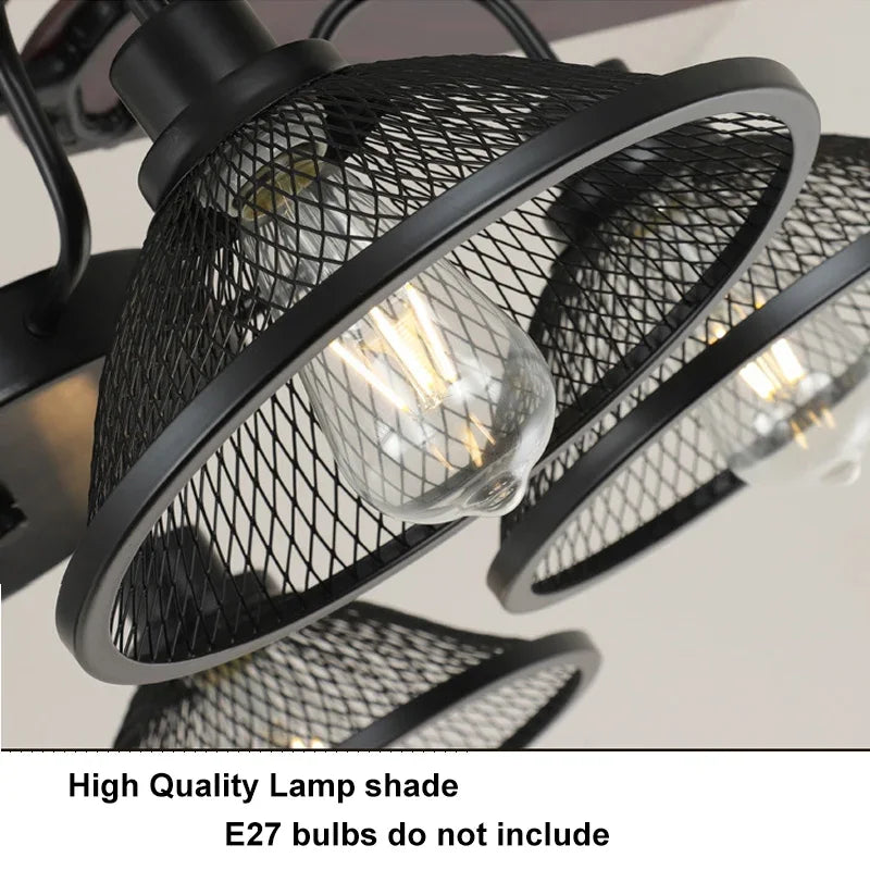 lustre industriel rustique avec 3 lumières et télécommande