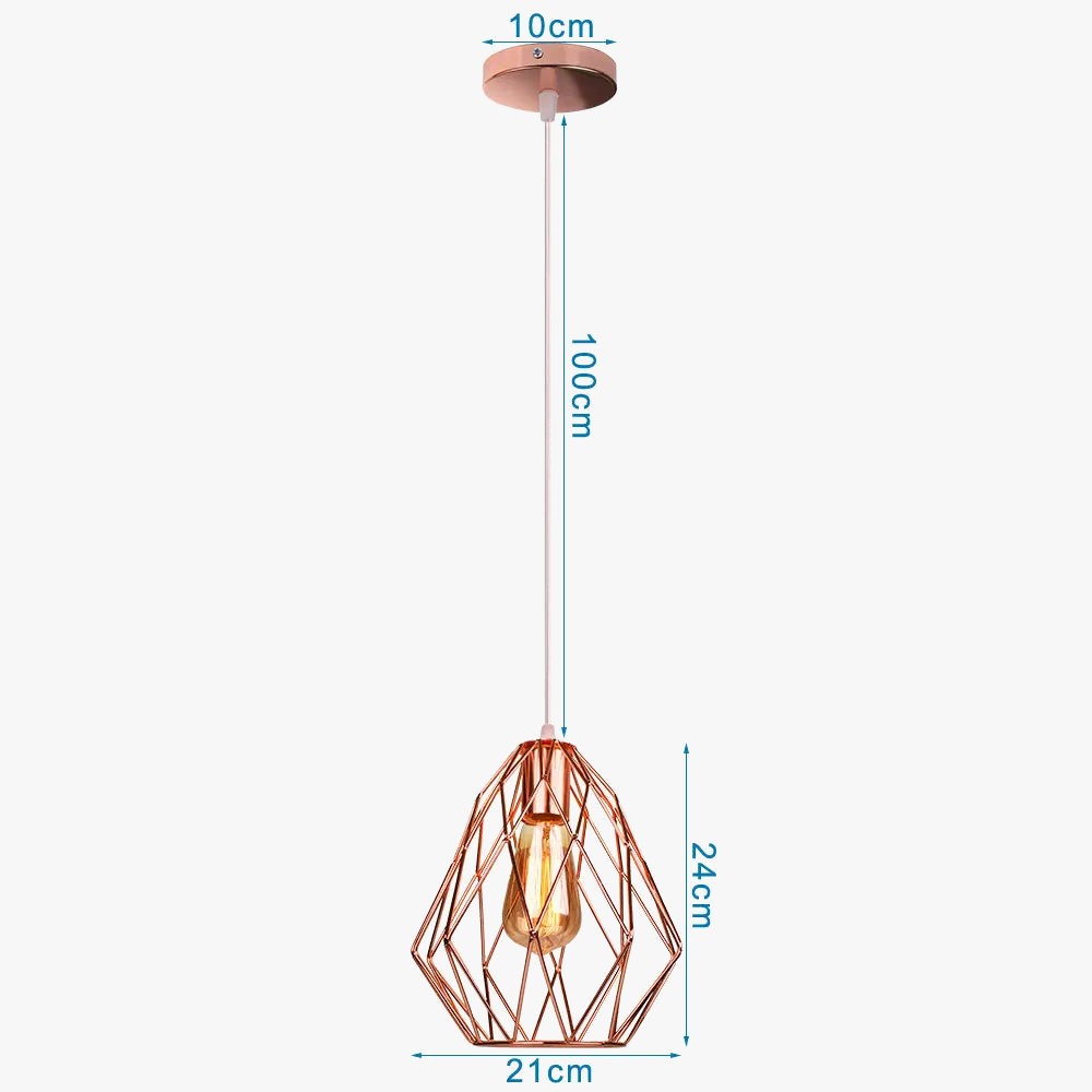 lustre industriel suspension led en métal cage rétro
