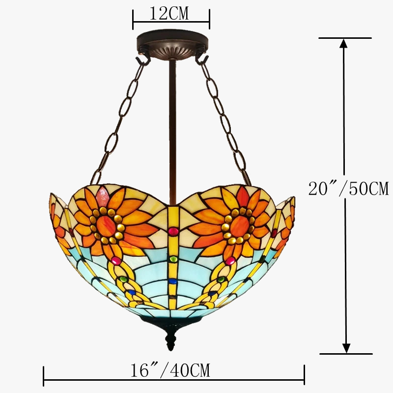 lustre inversé style tiffany en verre antique pour décoration intérieure