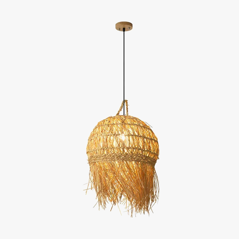 lustre japonais en bambou tissé pour ambiance zen