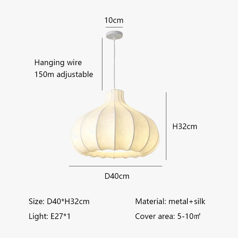 lustre japonais en soie d'oignon style wabi sabi pour intérieur élégant