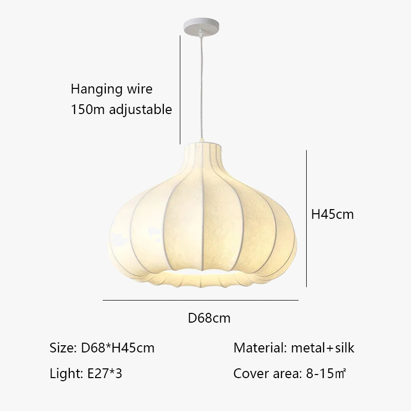 lustre japonais en soie d'oignon style wabi sabi pour intérieur élégant