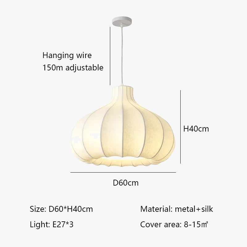 lustre japonais en soie d'oignon style wabi sabi pour intérieur élégant
