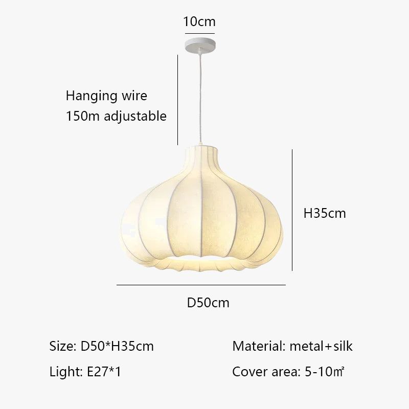 lustre japonais en soie d'oignon style wabi sabi pour intérieur élégant