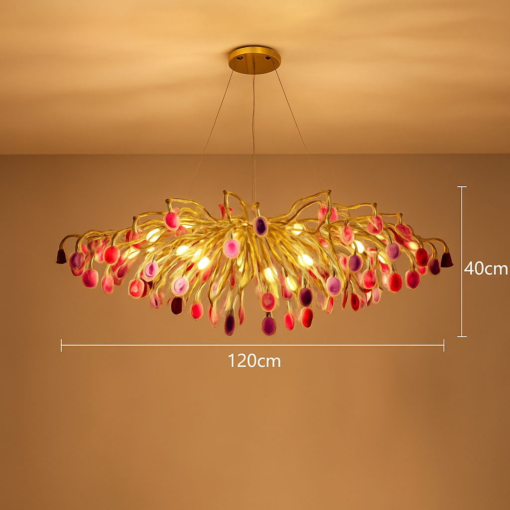 lustre led art déco en agate colorée pour un éclairage élégant