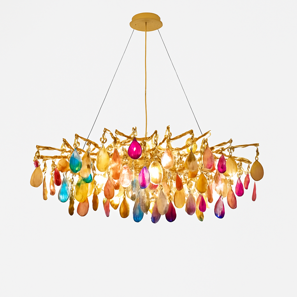 lustre led art déco en agate colorée pour un éclairage élégant
