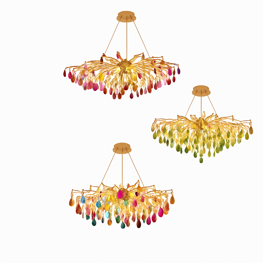 lustre led art déco en agate colorée pour un éclairage élégant