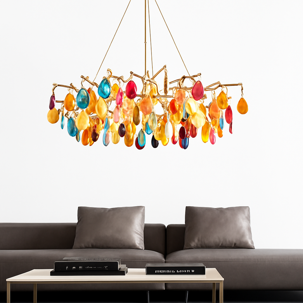 lustre led art déco en agate colorée pour un éclairage élégant