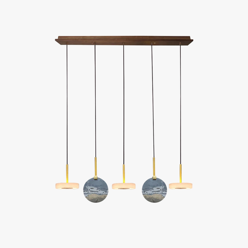 lustre led art déco en bois et marbre design élégant et moderne