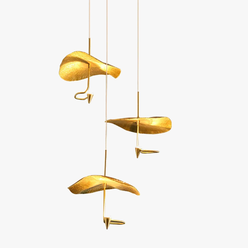 lustre led art déco en cuivre avec fil réglable