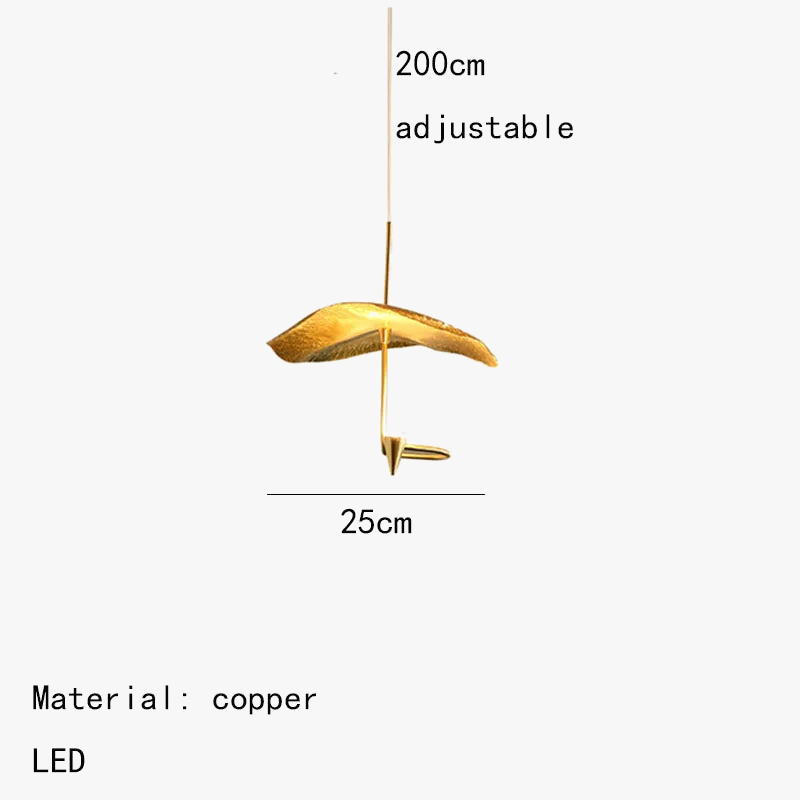 lustre led art déco en cuivre avec fil réglable