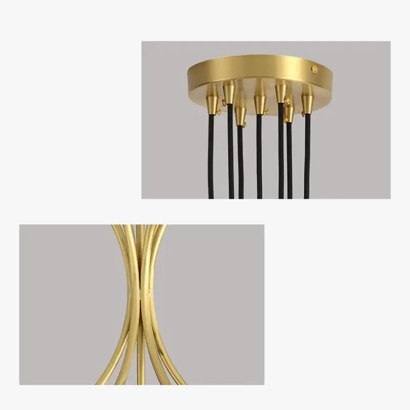 lustre à led art déco en cuivre pour éclairage élégant