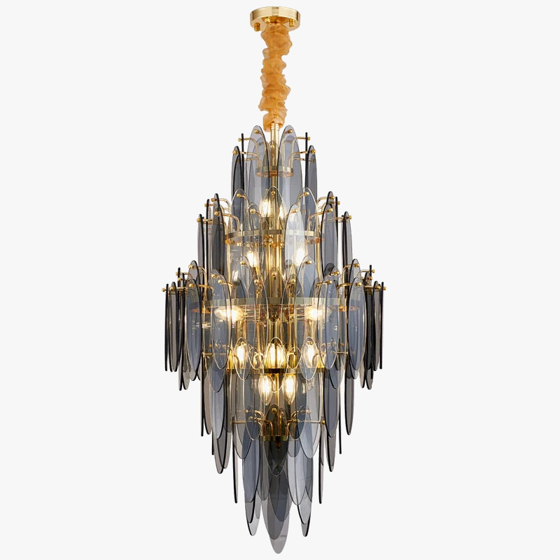 lustre led art déco en fer et verre design élégant pour éclairage moderne
