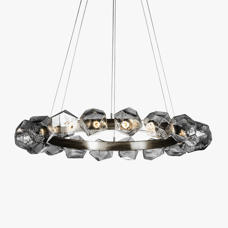 lustre led art déco rond en pierre et verre moderne