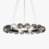 lustre led art déco rond en pierre et verre moderne