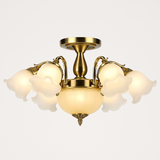 Lustre à LED avec abat-jour en fleurs