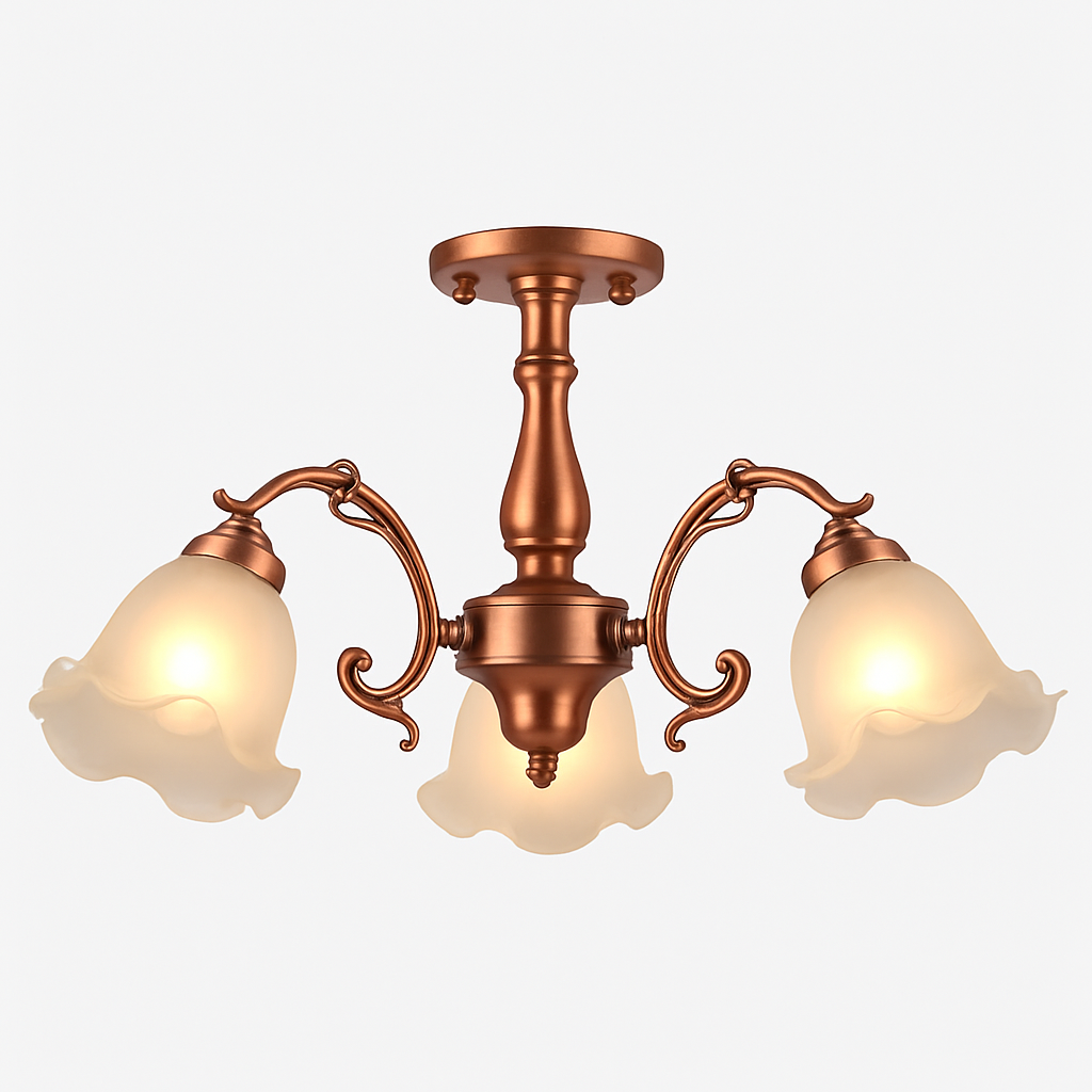 Lustre à LED avec abat-jour en fleurs