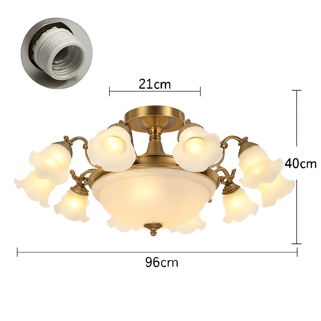 Lustre à LED avec abat-jour en fleurs