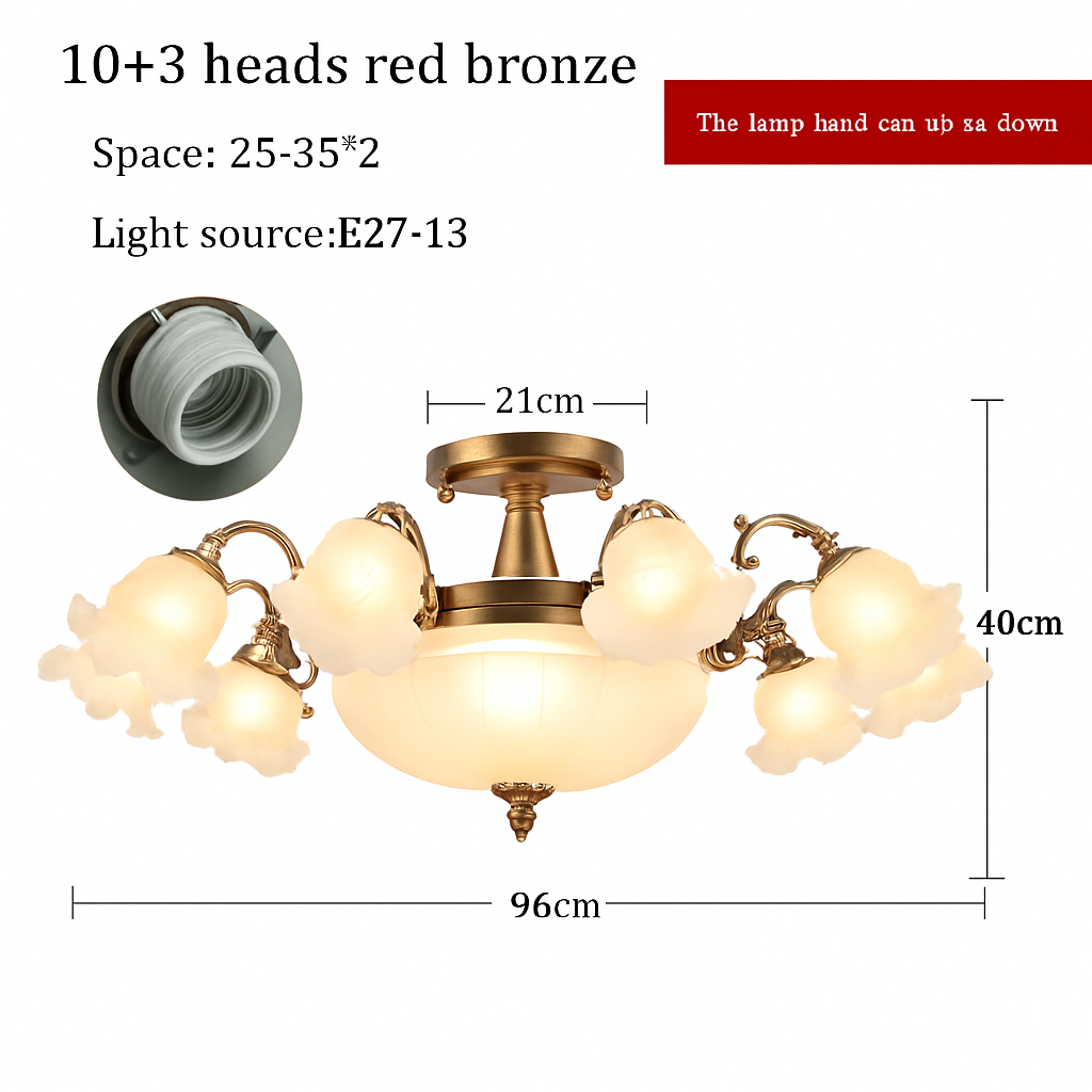Lustre à LED avec abat-jour en fleurs